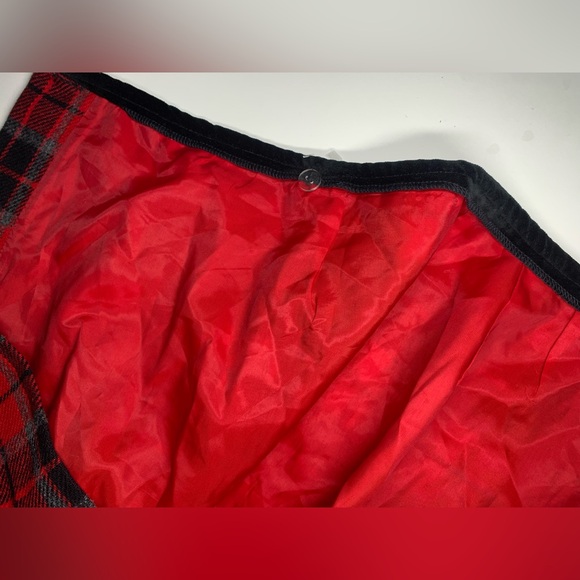 Y2K Red Plaid Mini Skirt Tartan Liz Claiborne Wool Skirt - Picture 4 of 12